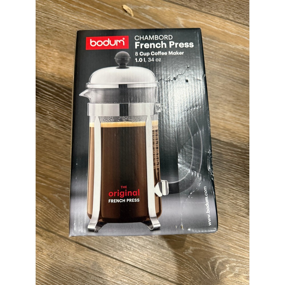 Bodum Chambord French Press 8 Cup Coffee Maker 34oz Stainless Steel 1928-16US4